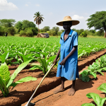 **Image prompt:** A vibrant, agroecological farm in South Sudan. Farmers are using traditional techniques alongside modern tools, showcasing healthy crops growing without chemical fertilizers. The background includes training centers where young people learn sustainable agriculture methods.