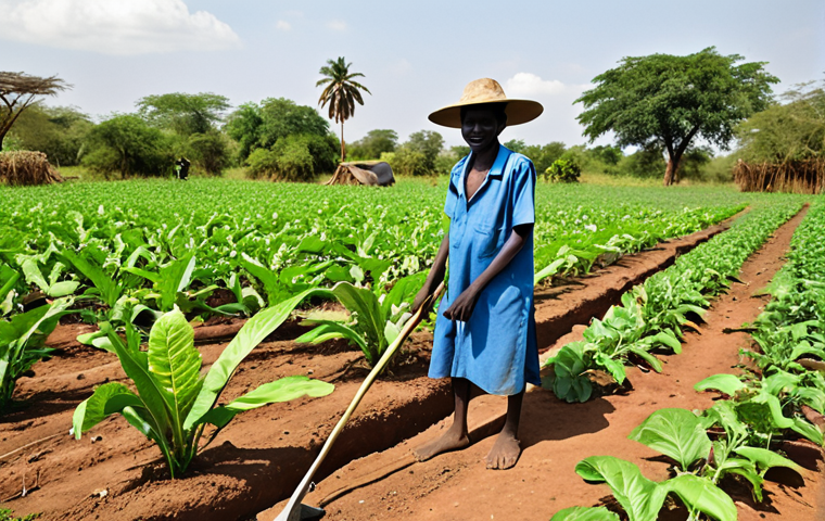 **Image prompt:** A vibrant, agroecological farm in South Sudan. Farmers are using traditional techniques alongside modern tools, showcasing healthy crops growing without chemical fertilizers. The background includes training centers where young people learn sustainable agriculture methods.