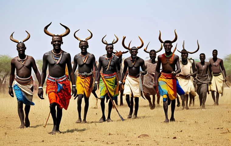 남수단에서 전통 춤 배우기 - Dinka Cattle Dance**

"A group of Dinka men fully clothed in traditional attire performing a cattle ...
