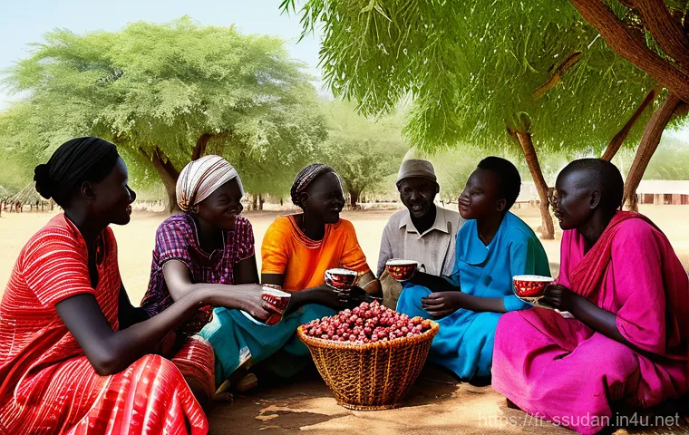 남수단 현지 음식 - **"A vibrant South Sudanese family meal. A multi-generational family, including parents, children, a... 남수단 현지 음식 - **"A vibrant South Sudanese family meal. A multi-generational family, including parents, children, a...