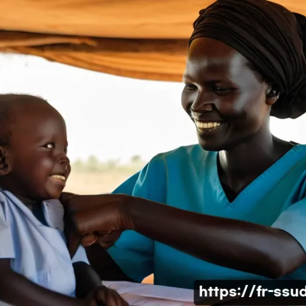 남수단 의료 환경 - **Prompt 1: A Dedicated Healthcare Hero in South Sudan**
    "A close-up, warm and hopeful portrait ...
