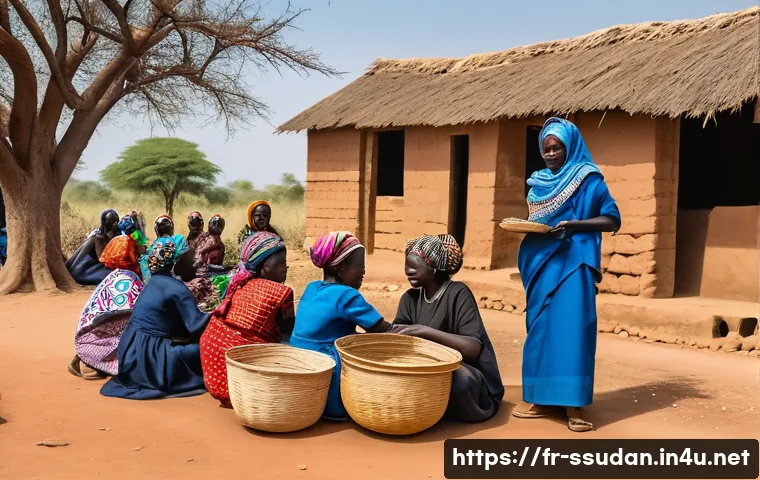 남수단 여성 인권 실태 - A vibrant community scene in South Sudan showing women wearing modest traditional clothing and color...
