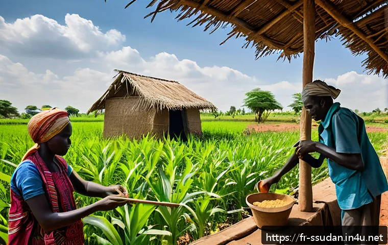 남수단 NGO 활동 - A vibrant rural community workshop scene in South Sudan focused on sustainable agriculture training:...